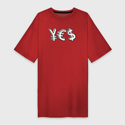 Женская футболка-платье YES юань, евро, доллар