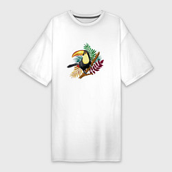 Женская футболка-платье Птица Тукан на тропической ветке