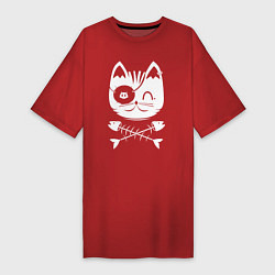 Женская футболка-платье Голова кота Skull Hype