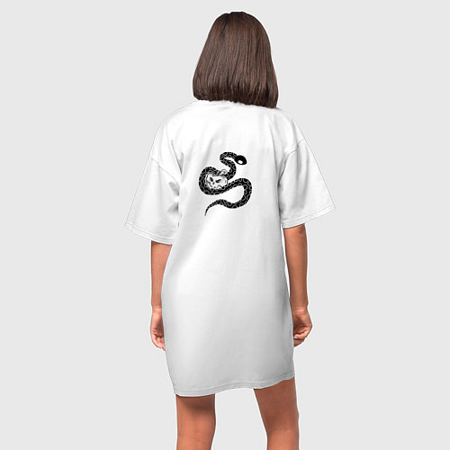 Женская футболка-платье Грехопадение Адама и Евы / Белый – фото 4