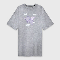 Женская футболка-платье Милый Слонёнок С Крыльями