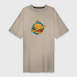 Женская футболка-платье Бургер Планета Planet Burger