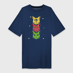 Женская футболка-платье Коты пришельцы с разных планет