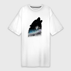 Женская футболка-платье Волк и космос