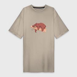 Женская футболка-платье Ленивый Медведь на дереве Lazy Tree Bear