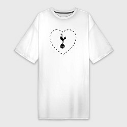 Футболка женская-платье Лого Tottenham в сердечке, цвет: белый