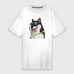 Женская футболка-платье NFT DOGE stuck out his tongue