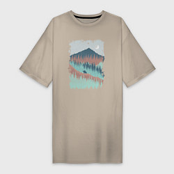Женская футболка-платье Две медведика в горах