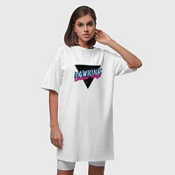 Футболка женская-платье Hakwins Stranger Things Retrowave Neon, цвет: белый — фото 2