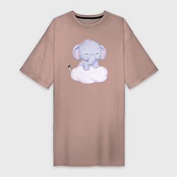 Женская футболка-платье Милый Слонёнок Стоит На Облаке
