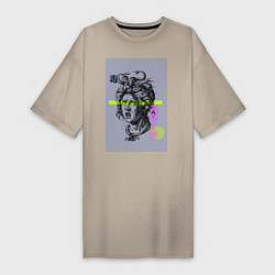Женская футболка-платье Медуза Горгона с японскими иероглифами