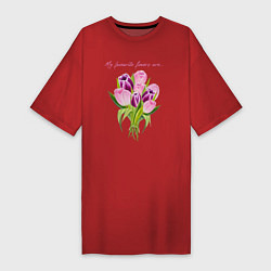 Женская футболка-платье Мои любимые цветы тюльпаны