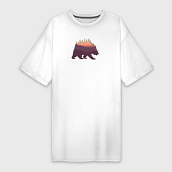 Женская футболка-платье Медведь с деревьями