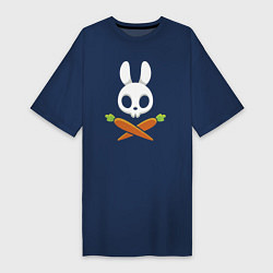 Женская футболка-платье Череп кролика с двумя морковками
