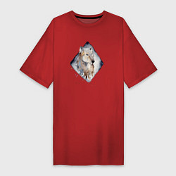 Женская футболка-платье Снежный волк