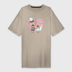 Женская футболка-платье Молодожены медвежата