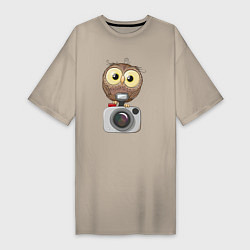 Женская футболка-платье Сова на фотоаппарате