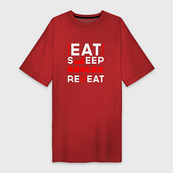 Женская футболка-платье Надпись Eat Sleep Roblox Repeat