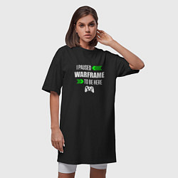 Футболка женская-платье I Paused Warframe To Be Here с зелеными стрелками, цвет: черный — фото 2
