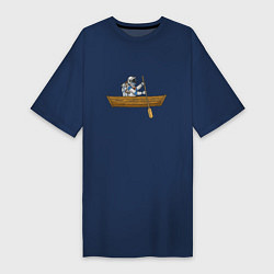Женская футболка-платье Космонавт в лодке