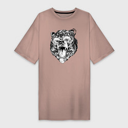 Женская футболка-платье Стилизованная голова медведя