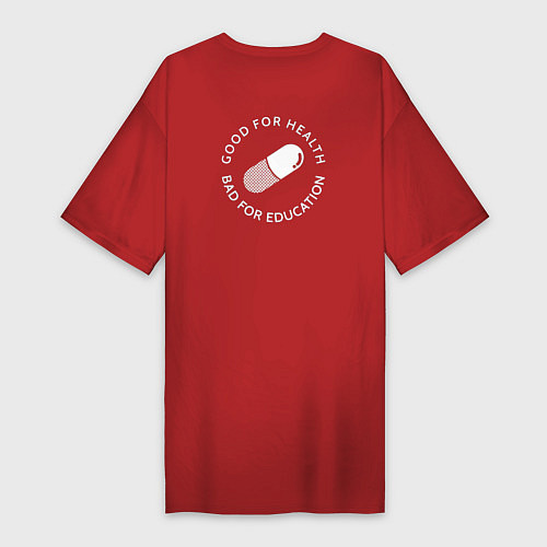 Женская футболка-платье Акира good for health x bad for education / Красный – фото 2