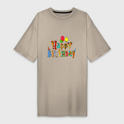 Женская футболка-платье Happy birthday greetings