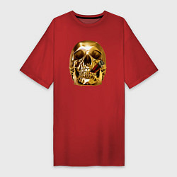 Женская футболка-платье Золотой череп с сигарой