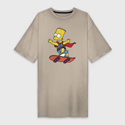 Женская футболка-платье Барт Симпсон - крутой скейтер