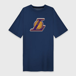 Женская футболка-платье ЛА Лейкерс объемное лого