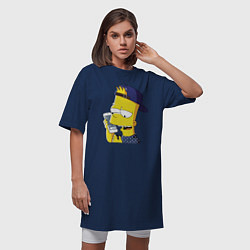 Футболка женская-платье Барт Симпсон разговаривает по мобиле, цвет: тёмно-синий — фото 2