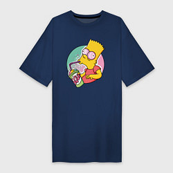 Женская футболка-платье Барт Симпсон пьёт лимонад