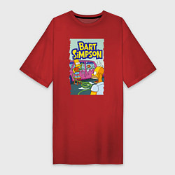 Женская футболка-платье Барт Симпсон устроил из автомобиля аквариум