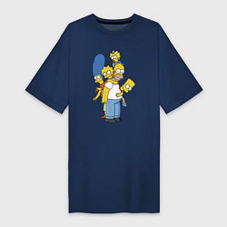 Женская футболка-платье Прикольная семейка Симпсонов