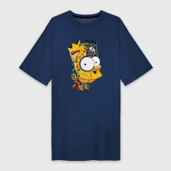 Футболка женская-платье Cyber-Bart - Simpsons family, цвет: тёмно-синий
