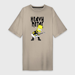Футболка женская-платье Барт Симпсон - heavy metal, цвет: миндальный