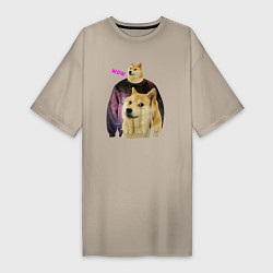 Женская футболка-платье Пёсик Доге в свитере с пёсиком Доге