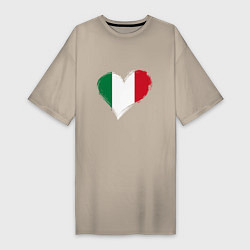 Футболка женская-платье Сердце - Италия, цвет: миндальный