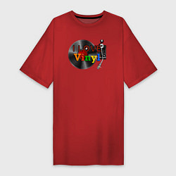 Футболка женская-платье I love vinyl, цвет: красный