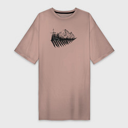 Женская футболка-платье Бездорожье, лес и горы
