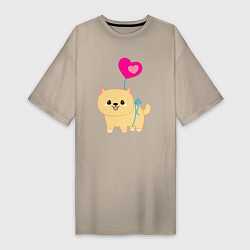 Женская футболка-платье Милая собачка с шариком