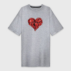 Женская футболка-платье Раненое штопаное сердце