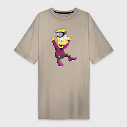 Женская футболка-платье Барт Симпсон в прыжке