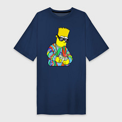 Женская футболка-платье Барт Симпсон считает выручку