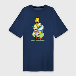 Женская футболка-платье Гомер Симпсон и Клоун Красти едут на детском велос