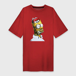 Женская футболка-платье Гомер Симпсон с банкой пива в мыслях