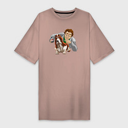 Женская футболка-платье Ветеринар лечит собачку бассет-хаунда