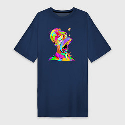 Футболка женская-платье Гомер Симпсон - стилизация - color, цвет: тёмно-синий