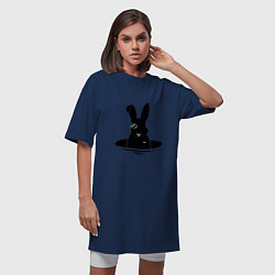 Футболка женская-платье Кролик с моноклем, цвет: тёмно-синий — фото 2