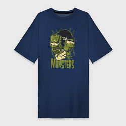 Футболка женская-платье The Simpsons - the monsters!, цвет: тёмно-синий